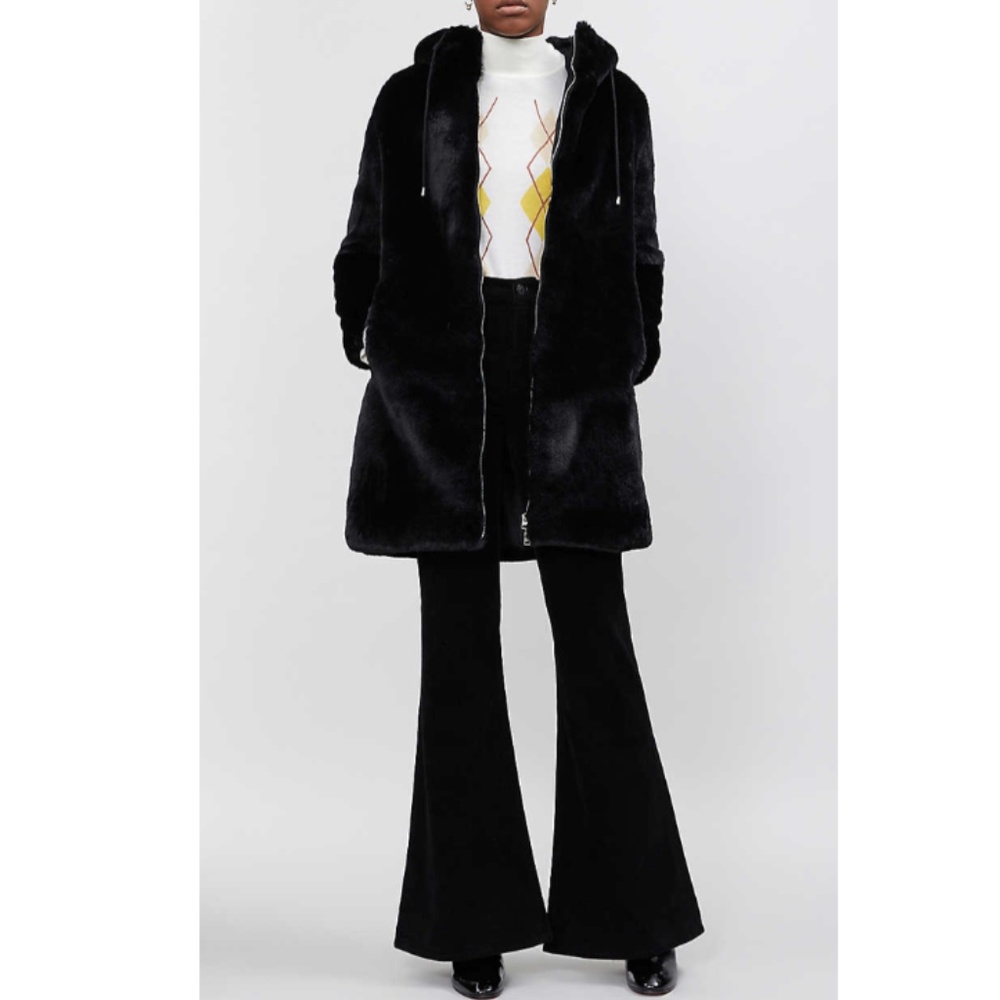 Maje Bayala Faux Fur Plush Hooded Coat